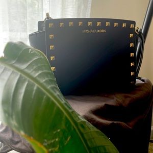 Michael kors crossbody black bag with stud detail medium size